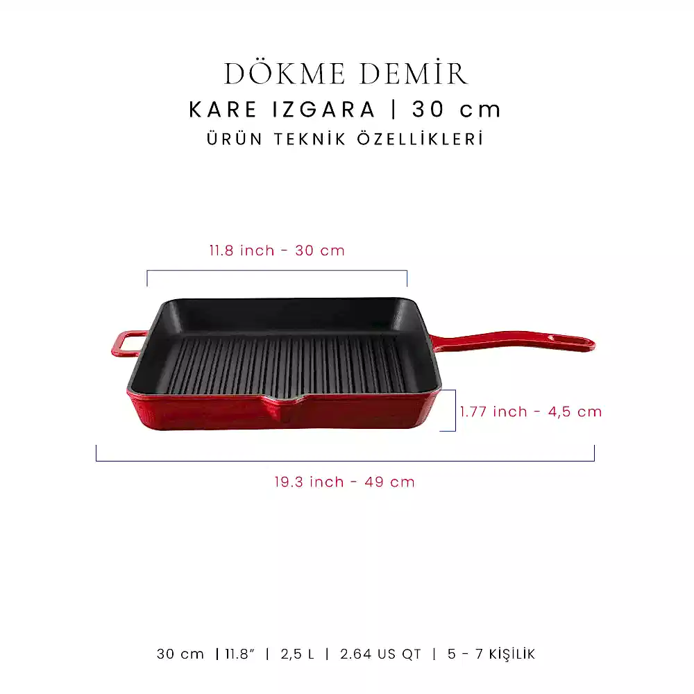 Voeux 30 Cm Kare Izgara Tava
