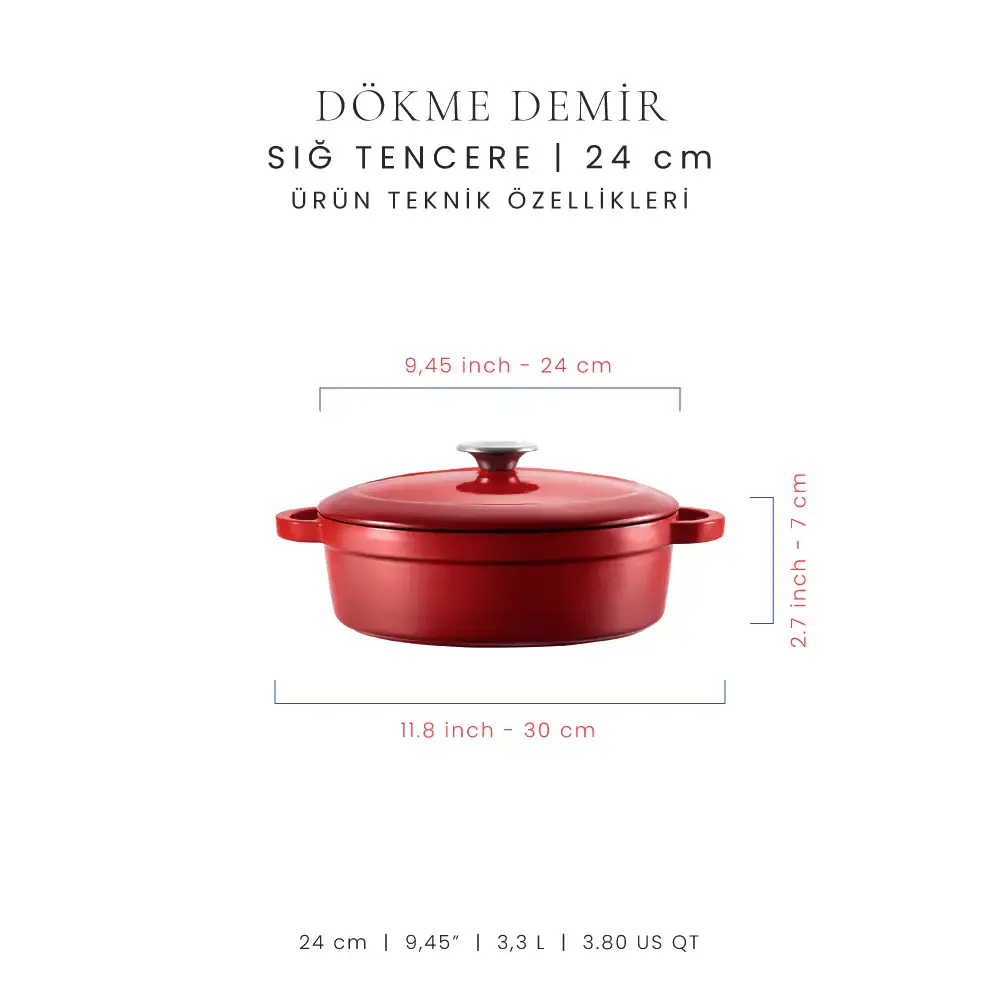 Voeux 24 cm Sığ Tencere