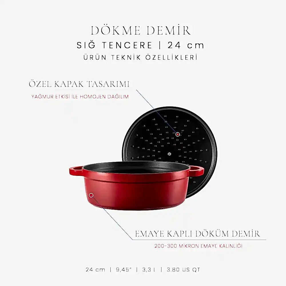 Voeux 24 cm Sığ Tencere
