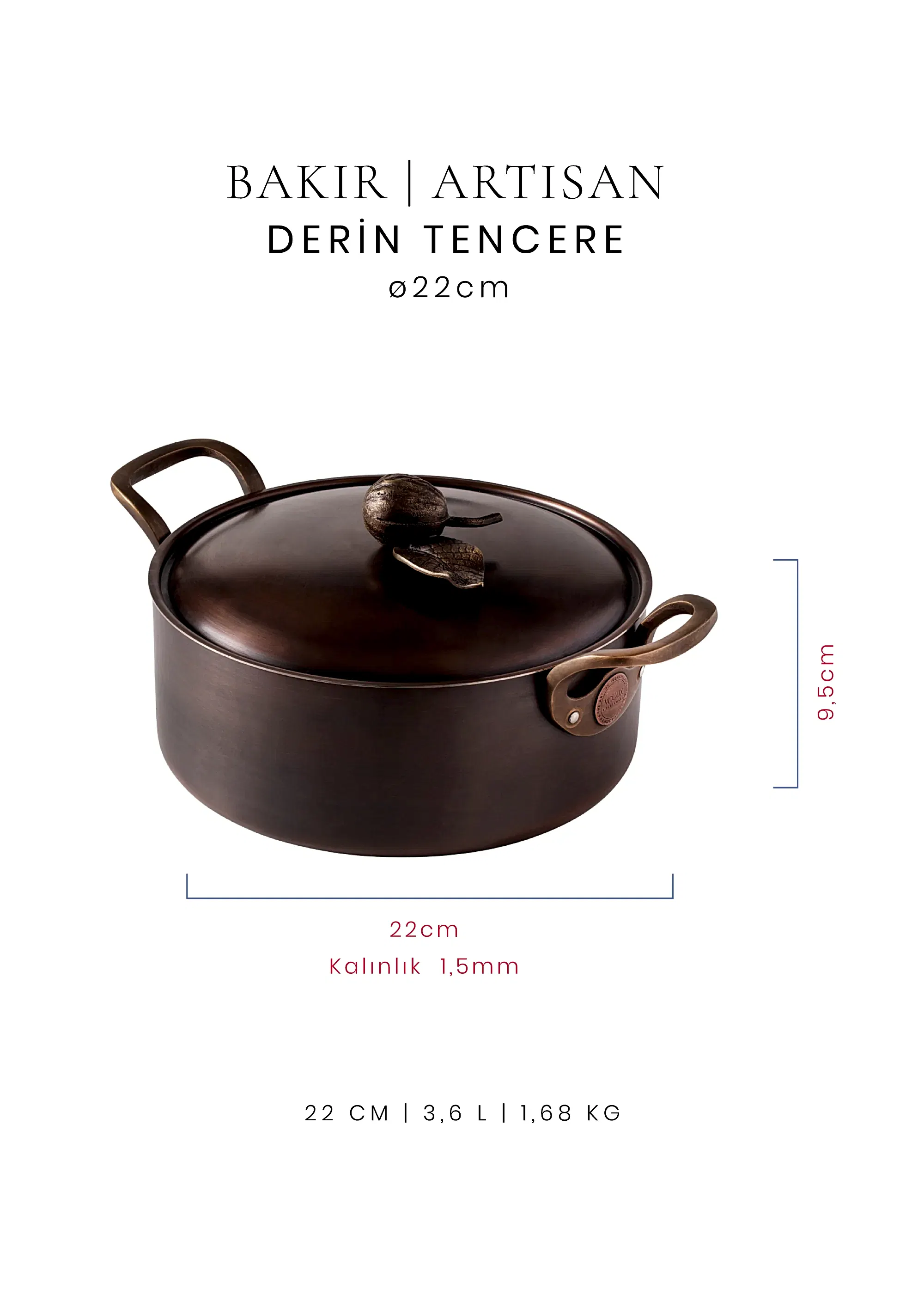 Voeux Derin Tencere - Bakır - Artisan