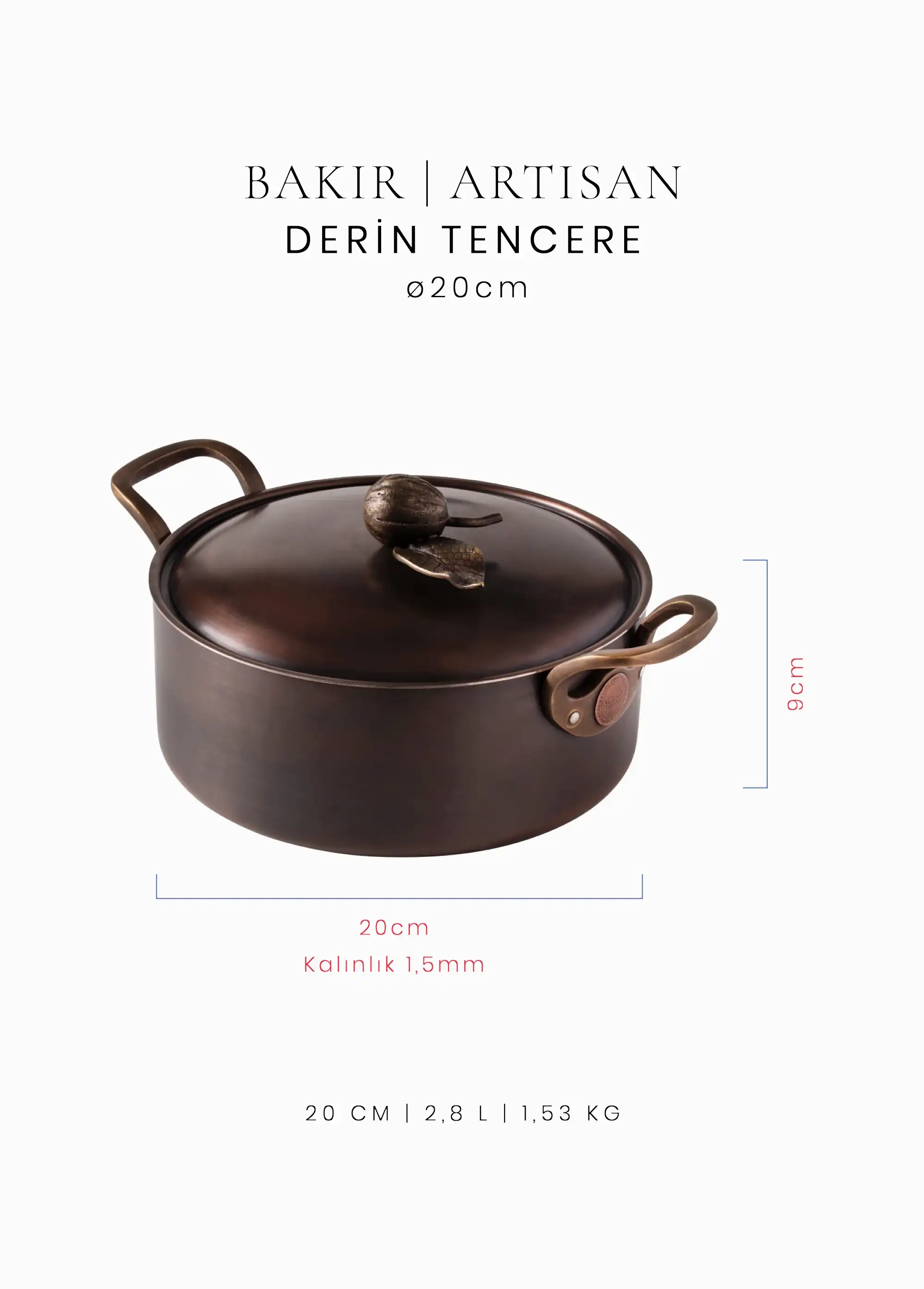 Voeux Derin Tencere - Bakır - Artisan