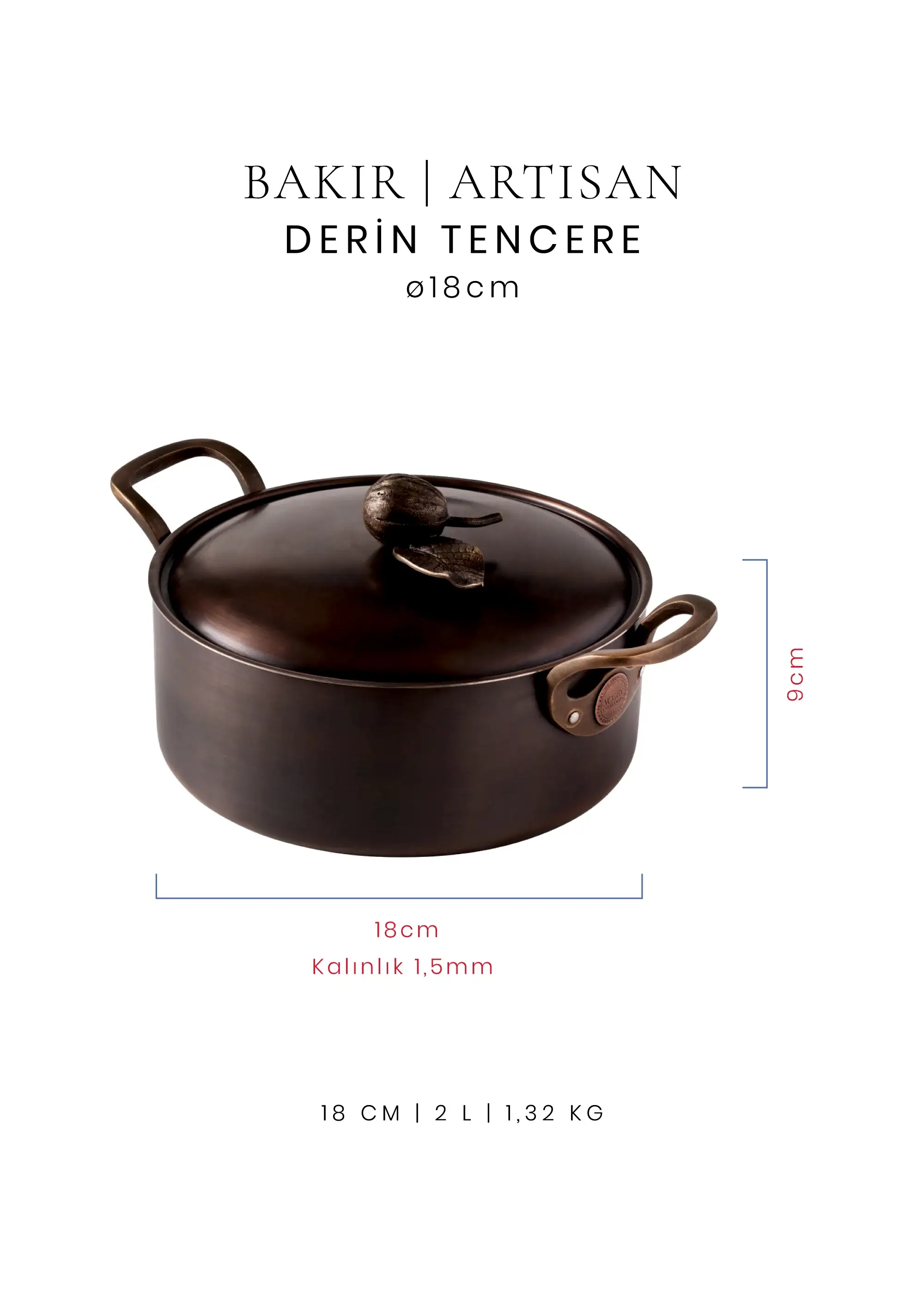 Voeux Derin Tencere - Bakır - Artisan