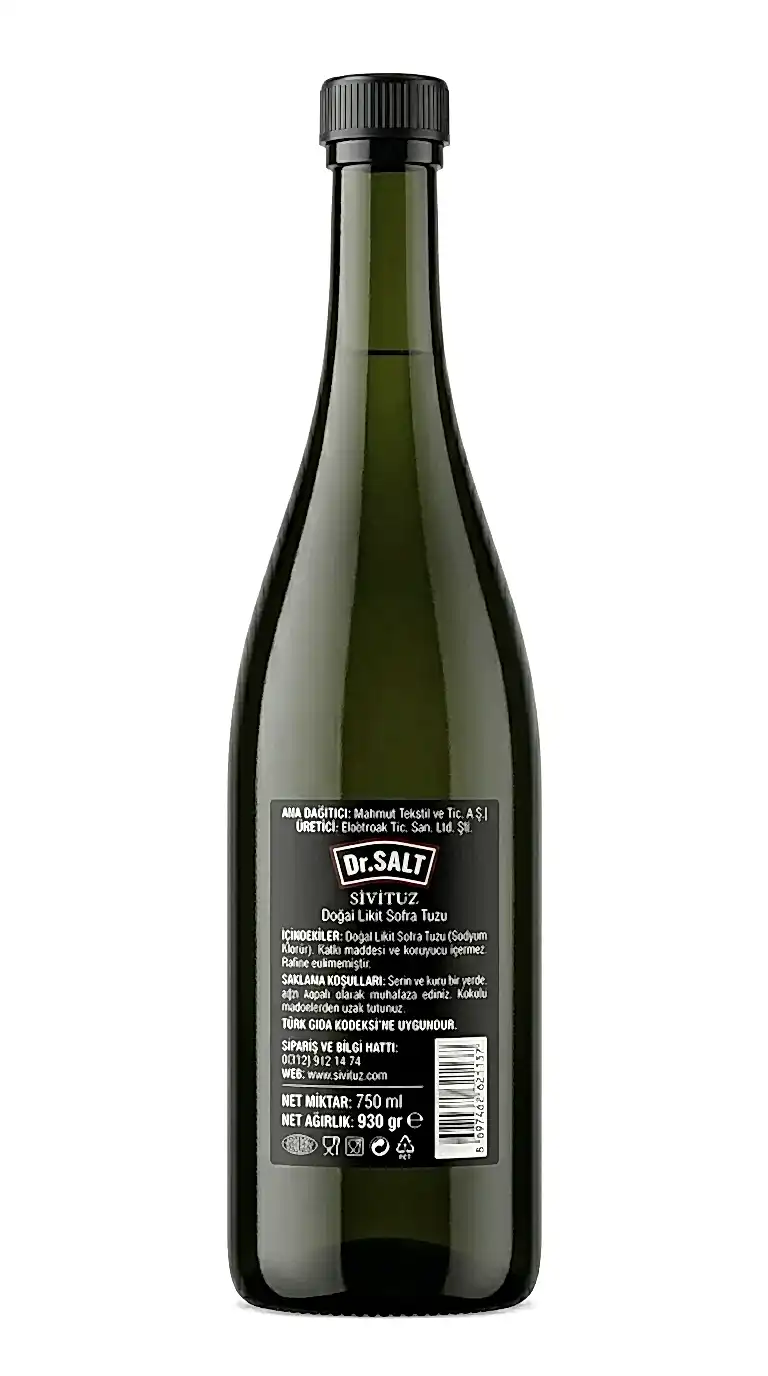 84 Mineralli Doğal Sıvı Tuz  Çözeltisi Yemeklik Cam Şişe - 940 Gr. 750 Ml.