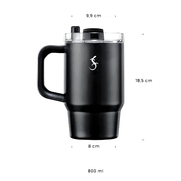 Lurch - “Big Cup” 0.8 L Mat Siyah,&nbsp;Paslanmaz&nbsp;Çelik&nbsp;Termos&nbsp;- Uzatılabilir&nbsp;Pipetli,&nbsp;Çift&nbsp;Cidarlı,&nbsp;Sızdırmaz - 270977
