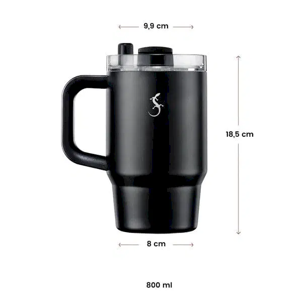 Lurch - “Big Cup” 0.8 L Mat Siyah,&nbsp;Paslanmaz&nbsp;Çelik&nbsp;Termos&nbsp;- Uzatılabilir&nbsp;Pipetli,&nbsp;Çift&nbsp;Cidarlı,&nbsp;Sızdırmaz - 270977