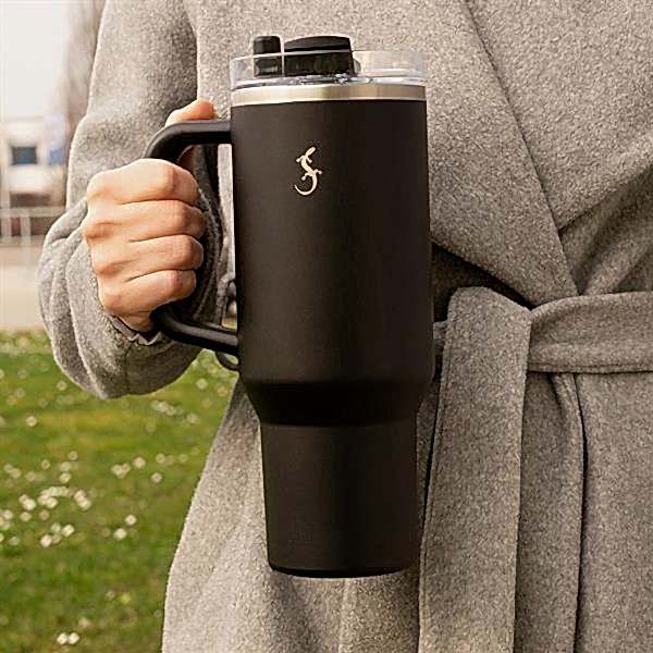 Lurch - “Big Cup” 1.2 L Mat Siyah, Paslanmaz Çelik Termos - Uzatılabilir Pipetli, Çift Cidarlı, Sızdırmaz - 240978