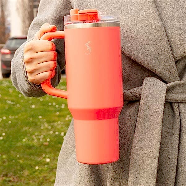Lurch - “Big Cup” 1.2 L Mercan Pembe,&nbsp;Paslanmaz&nbsp;Çelik&nbsp;Termos&nbsp;- Uzatılabilir&nbsp;Pipetli,&nbsp;Çift&nbsp;Cidarlı,&nbsp;Sızdırmaz - 240876